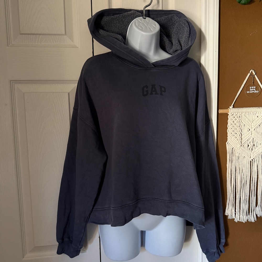 GAP Stone Washed Navy Blue Hoodie Sweatshirt / Size M - Picture 5 of 8